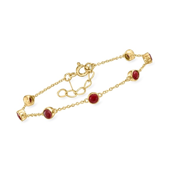 18k Sapphire Station Bezel Bracelet - Picture 5 of 6